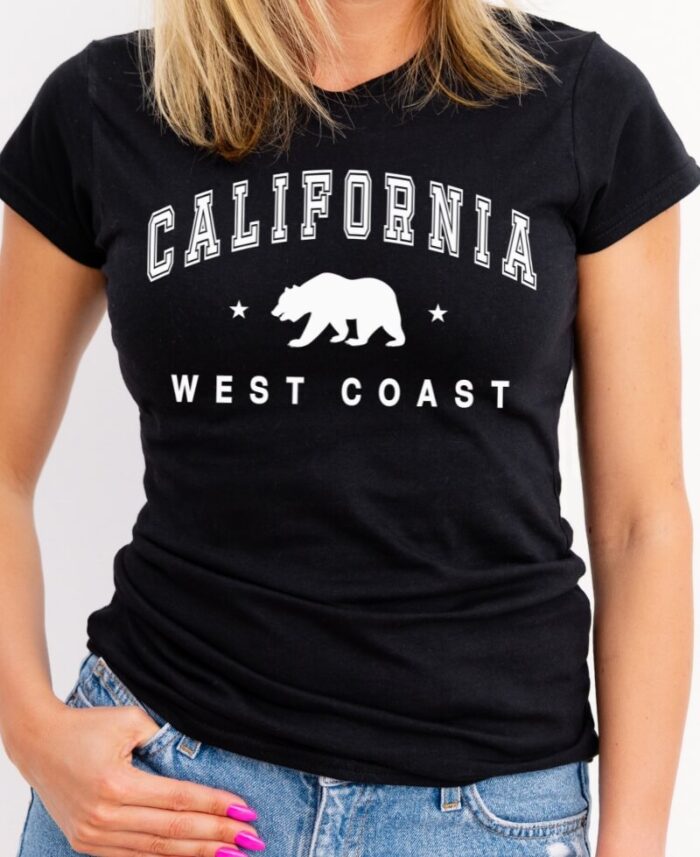 California West Coast - Grizzly Bear Women's Black T-Shirt